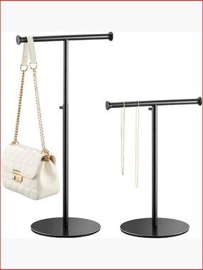 2 Pack Adjustable Height T Bar Purse Display Stand Tabletop Handbag Holder